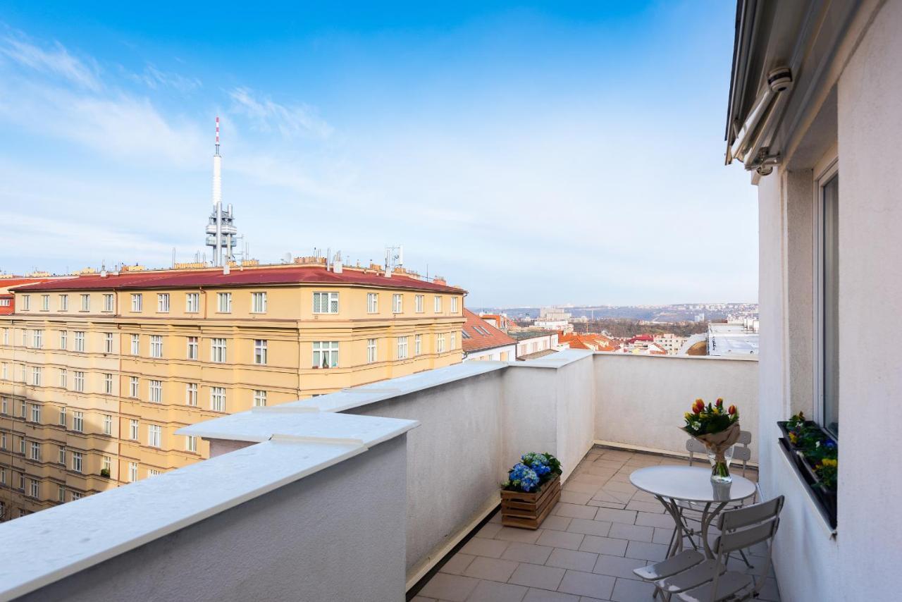 Bright Charming Apt With Terrace, Parking & Airco. Prag Exterior foto